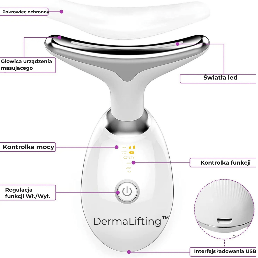 DermaLifting - masażer ze światłem led do liftingu twarzy i szyi - Derma Beauty