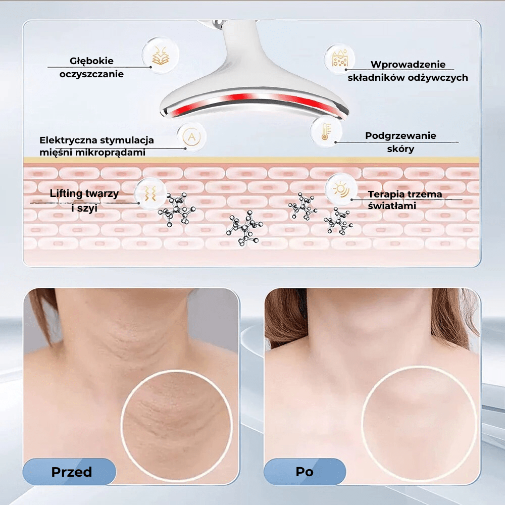 DermaLifting - masażer ze światłem led do liftingu twarzy i szyi - Derma Beauty