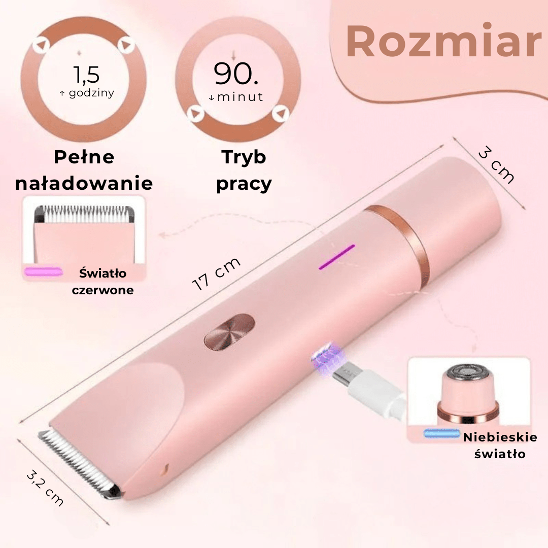 DermaTrim™ - dwugłowicowy trymer do ciała i twarzy - Derma Beauty