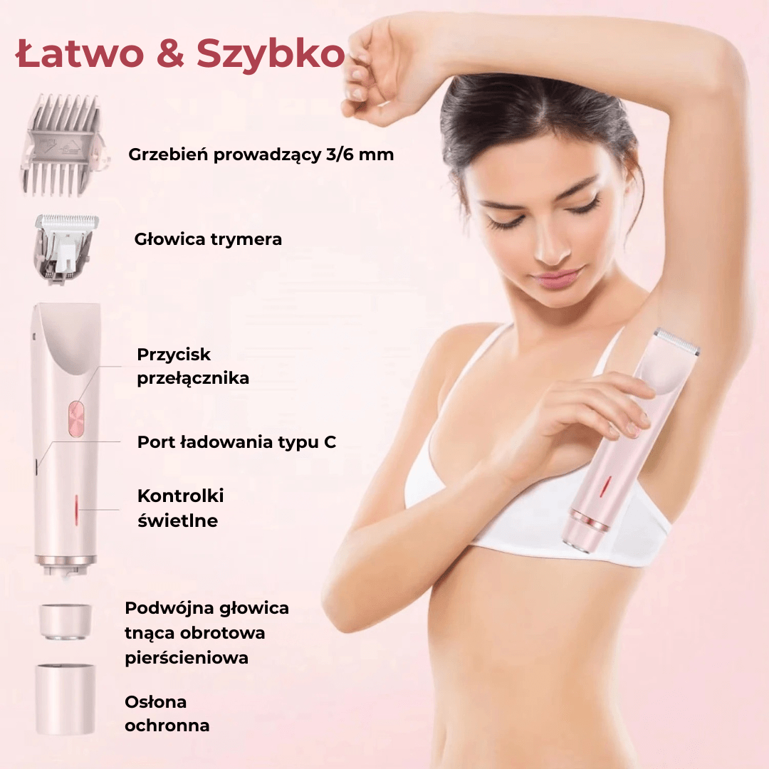 DermaTrim™ - dwugłowicowy trymer do ciała i twarzy - Derma Beauty
