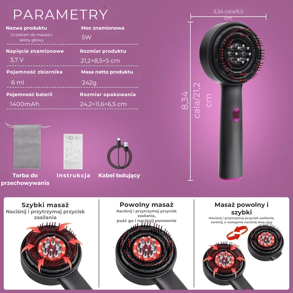 HairBrush™ - szczotka do masażu skóry głowy i włosów - Derma Beauty